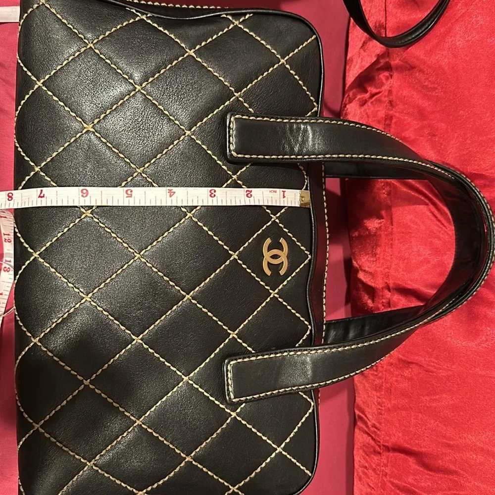 Chanel Vintage Black Quilted  Top Handle Bag